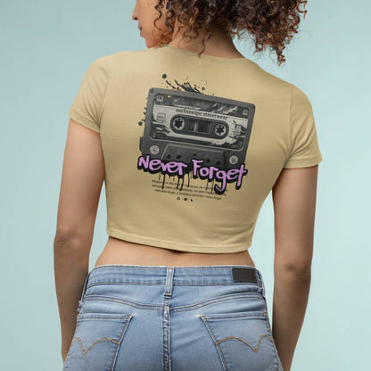 Vintage Cassette Printed Cotton Crop Top