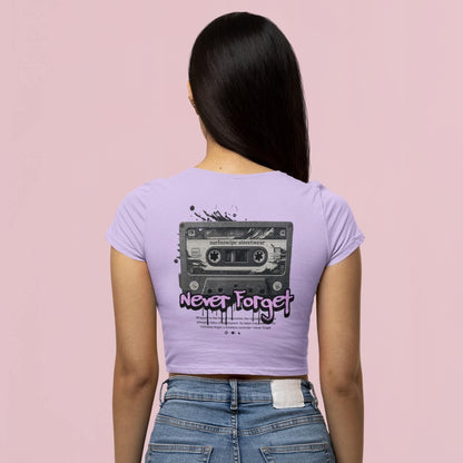 Vintage Cassette Printed Cotton Crop Top