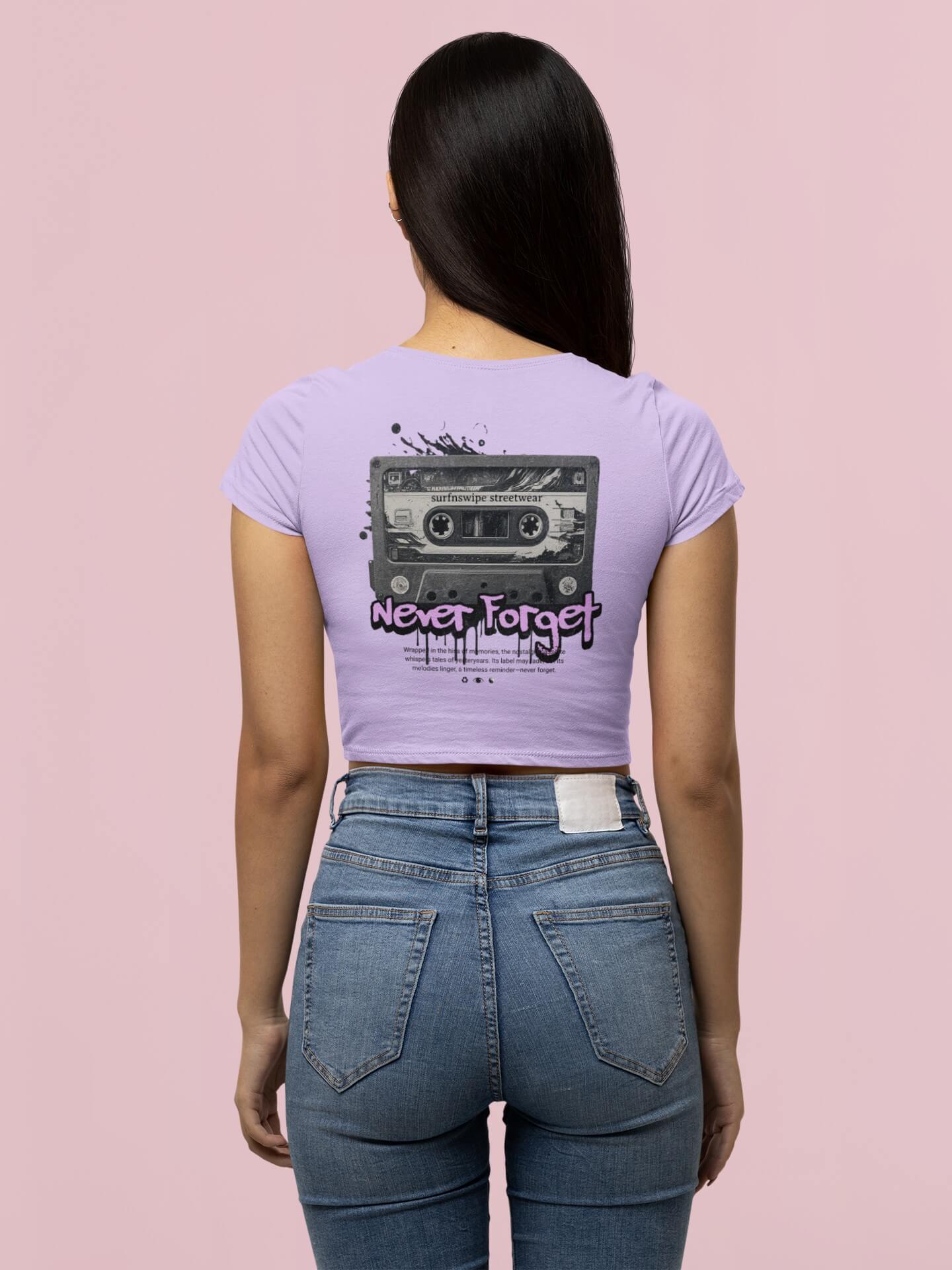 Vintage Cassette Printed Cotton Crop Top