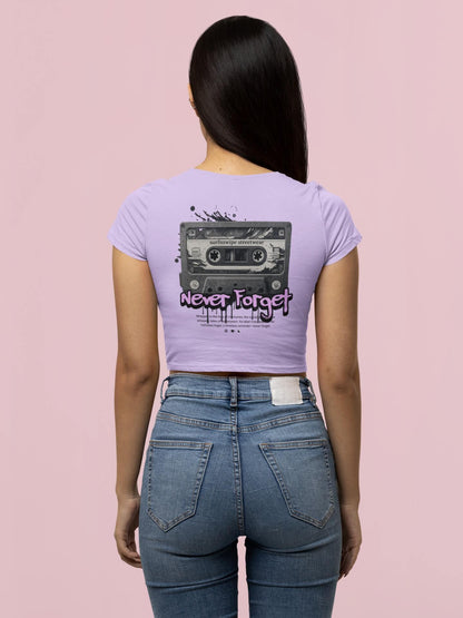 Vintage Cassette Printed Cotton Crop Top