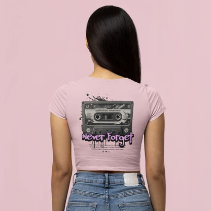 Vintage Cassette Printed Cotton Crop Top