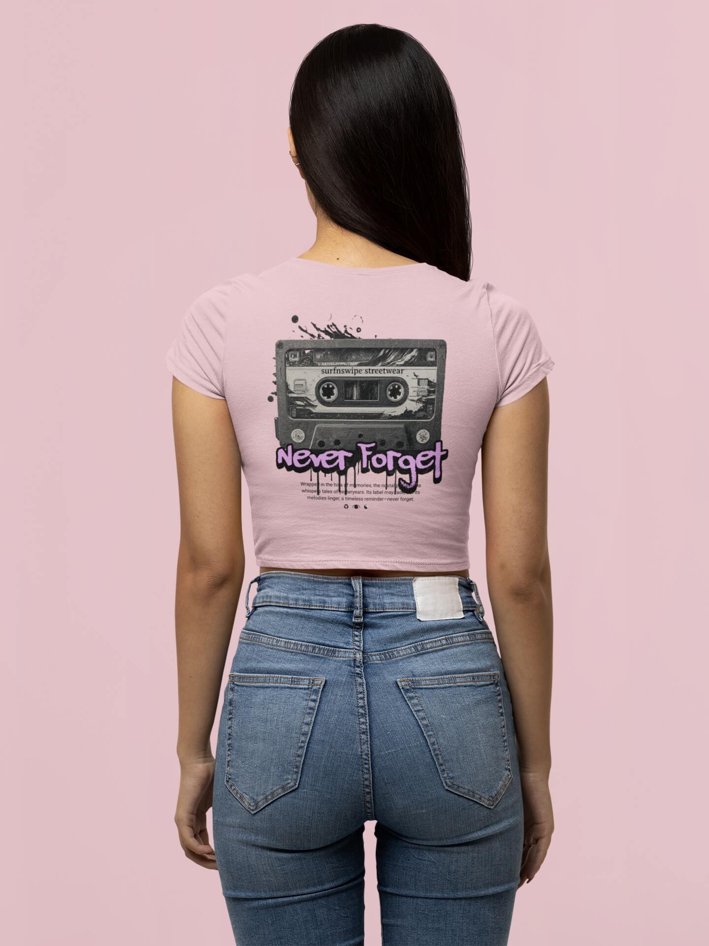 Vintage Cassette Printed Cotton Crop Top