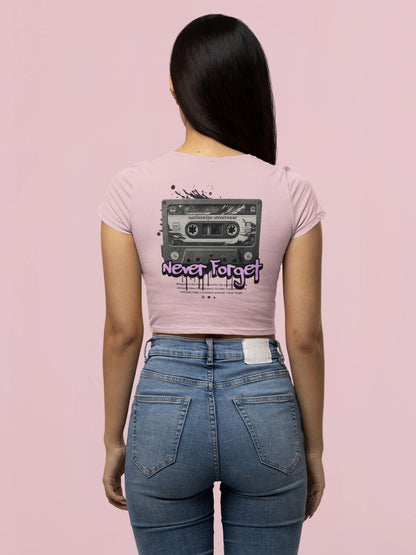 Vintage Cassette Printed Cotton Crop Top