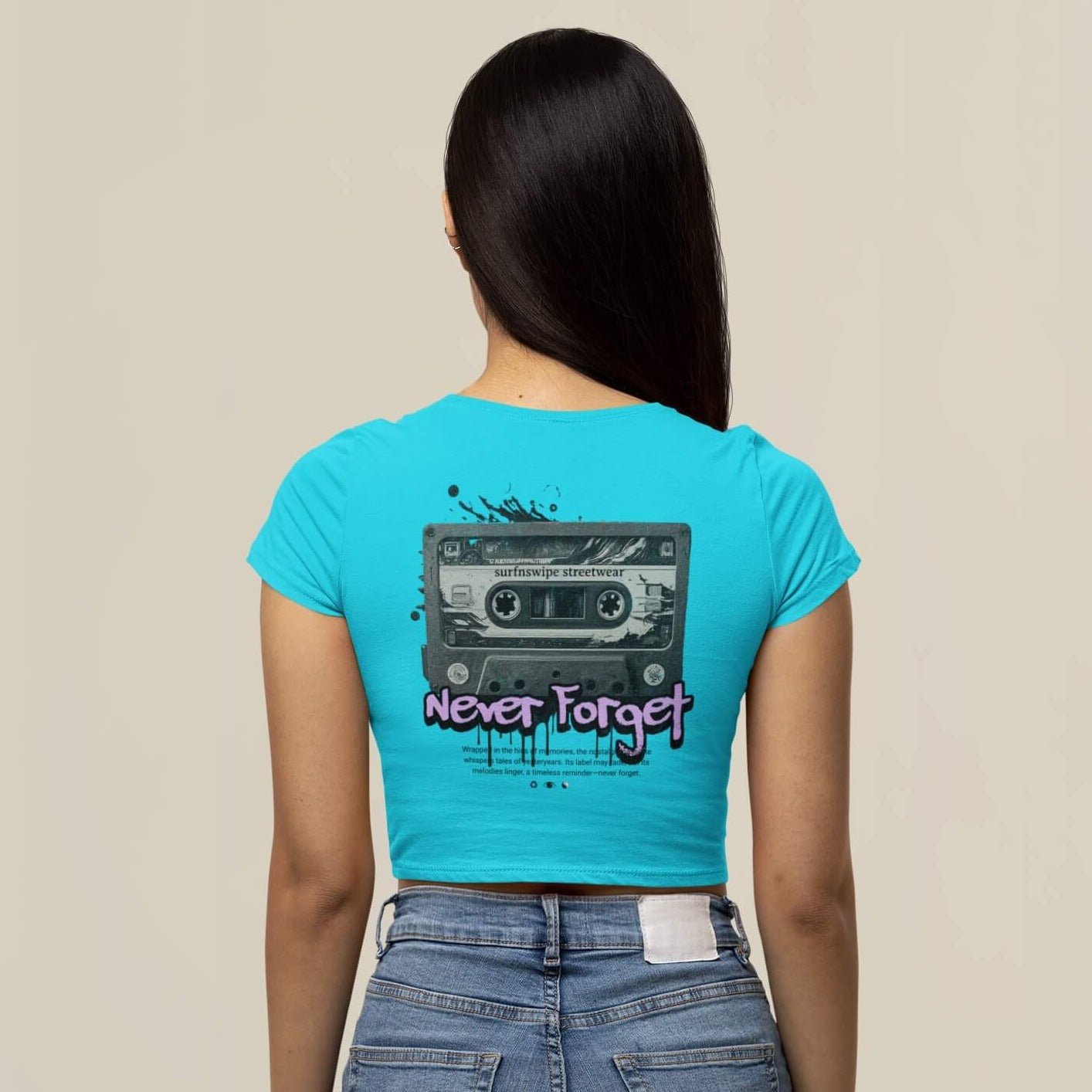 Vintage Cassette Printed Cotton Crop Top
