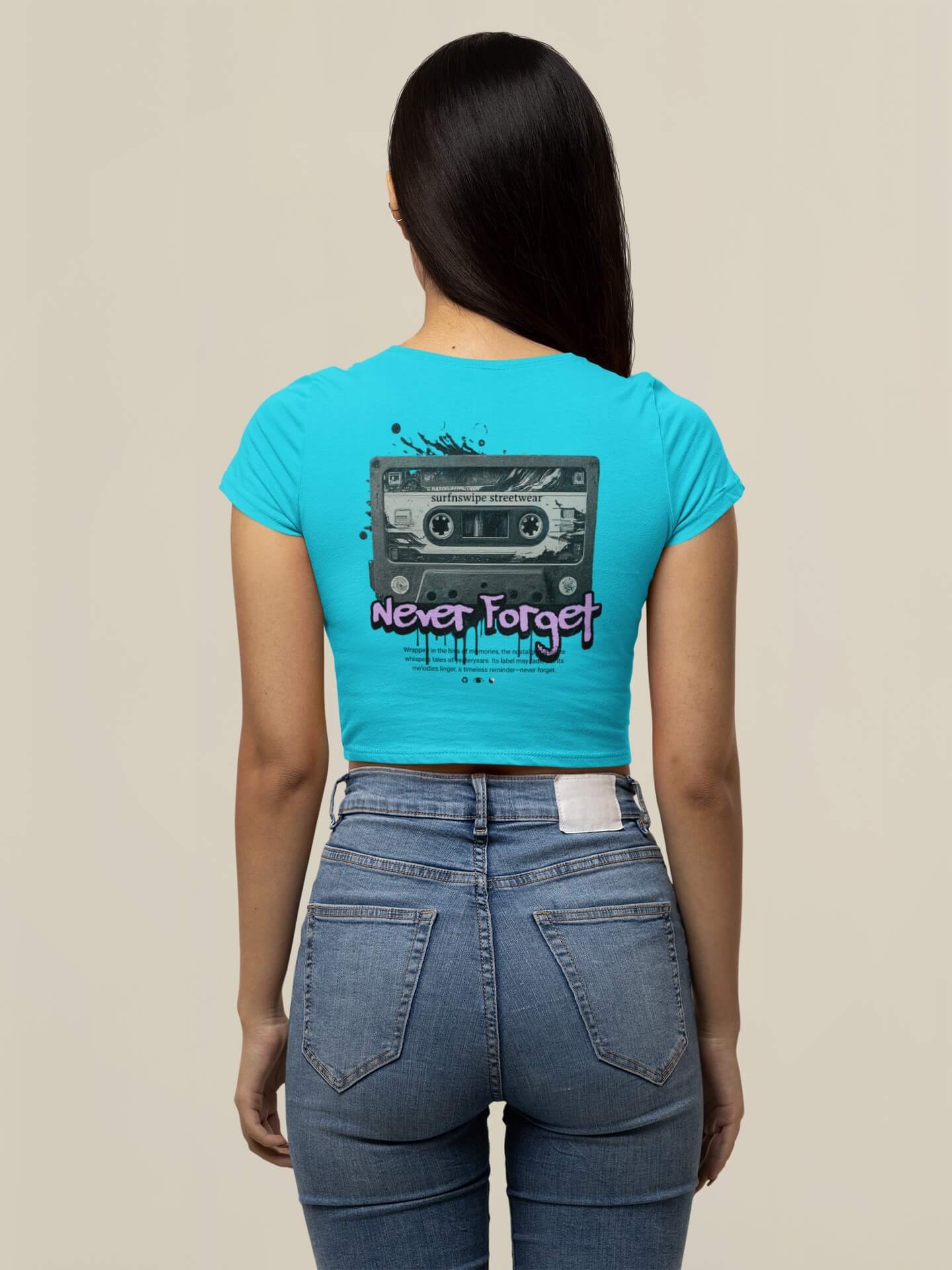 Vintage Cassette Printed Cotton Crop Top