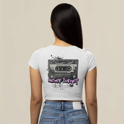 Vintage Cassette Printed Cotton Crop Top