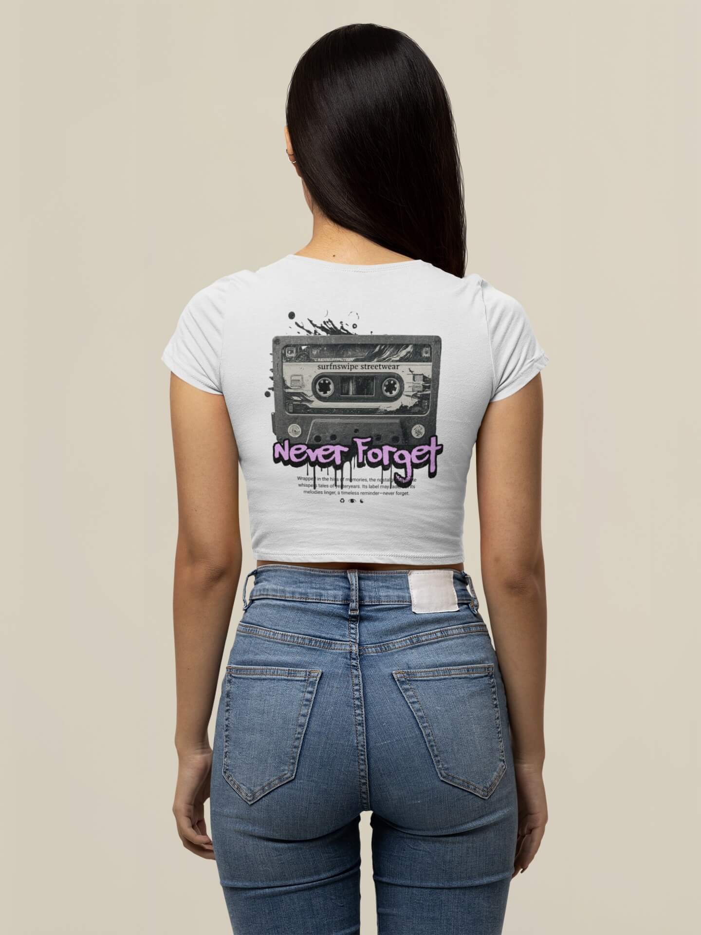 Vintage Cassette Printed Cotton Crop Top