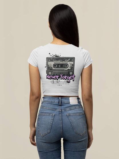 Vintage Cassette Printed Cotton Crop Top