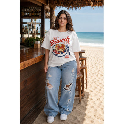 unisex oversized tee beach outfit white